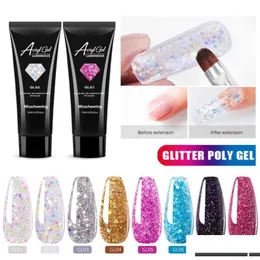 Gel de unhas Glitter Extenion 15ml acrílico cola de cristal dura Dicas para melhorar a extensão rápida Manicure1826703 Drop Delivery Othuw