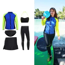 Women's Swimwear Student Women Fattening Snorkeling Suit Plus Size Diving Split Jellyfish Long Sleeve Swimsuit Sunscreen Pants Set