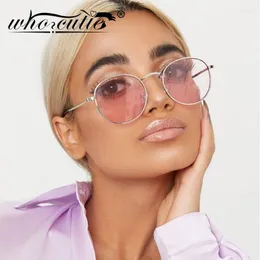 Sunglasses Retro Punk Women Pink Round Brand Designer 2024 Trendy Circle Metal Red Lens Small Sun Glasses Tint Shades Female 773