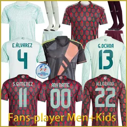 Lainez Mexico 2024 Copa America Raul Chicharito Lozano Dos Doss Soccer Jerseys Long Fan Player Santos 2026 Kwalifikacje H.lozano Men Men Kids Football Mundurs