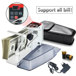 Mini Handy Money Counter UE Plug Przenośna liczba gotówkowych Pieniądze Wsparcie Obsługa Obsługi Obsługi Obsługa wszystkich rachunków z skórzaną torbą 240522