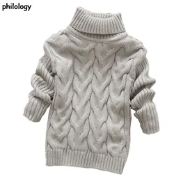 Philologie 2T-8t Pure Color Winter Boy Girl Kid Dicke Strick-Boden-Rollkragenpullover Hemden mit hohem Kragen Pullover Pullover L2405