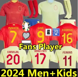 S-4XL 2024 İspanya Futbol Formaları 24 25 Pedri Morata Ferran Koke Gavi Lamine Yamal Hayranlar Futbol Gömlekleri Erkek Çocuk Kitleri Llorente Ansu Fati Carvajal Olmo Espana