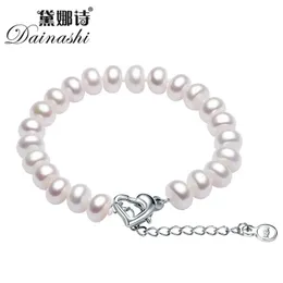 Dainashi White Freshwater Pearl Bracelet для женщин 8-9 мм натуральный жемчужный жемчуг.