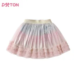 Skirts DXTON Baby Gradient Tutu Skirt Ruffles Princess Girls Skirt Mermaid Tulle Birthday Party Skirts Children Dance Skirt 3-8Y Y240522