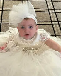 Vestidos de batismo vestido de Natal de bebê espumante renda de cristal menina batista luxunhora princesa recém -nascida Primeira Comunhão Q240521