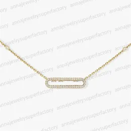 Designer M Series Collection Populära smycken Luxury Women Pendant Necklace S925 Silver 18K Rose Gold Geometric Gliding Three Diamonds Super Premium Necklace Gift