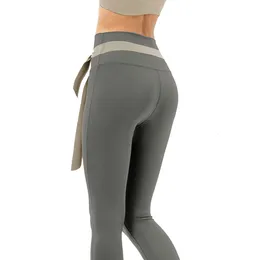 Lu Align Gym Workout Solid Color Nylon Spandex Short Waisted Women Gym Sportswear Yoga Leggings LL Lemon