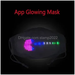 Party -Masken Glühmaske App Anpassen Buchstaben Luminous Led Face für Halloween Festival Masquerade Rave Drop Lieferung Hausgarten Fes Dh1e7