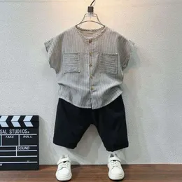 Summer Boys Kinderkleidung 2023 Korean hübsches Baby Kurzarm 2-9 Jahre alte Baumwolle/ Leinen Kleinkind Kids zweiteilige Set L2405