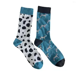 Women Socks 1 Pair Unisex Cartoon Dalmatian Dog Pattern Novelty Comfty Mid Tube Suit In All Seasons For Daily