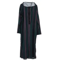 Hooded Muslim Dresses for Men Long Sleeve Striped Shirt Kaftan Thobe Robe Gown drop shipping