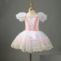 Tanzkleidung professionelles Ballett Tutu Pink Gisele Wettbewerb Adts Kinderblumenkleid für Mädchen Kinder Lotard Ballerina Drop Lieferung BA DH4Of