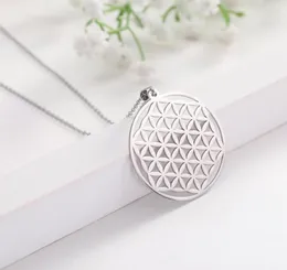 Pendant Necklaces EUEAVAN 10pcs The Flower Of Life Pattern Melon Clasp Circle Necklace Stainless Steel4448518