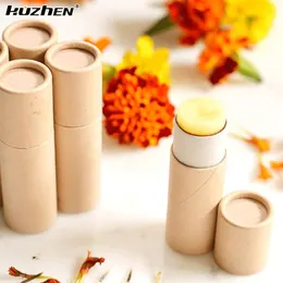 5pcs 12g/17g Kraft Paper Push Up Tubes biodegradabile cartone biodegradabile Cosmetico Cilindrico Contenitore deodorante per labbra Balm