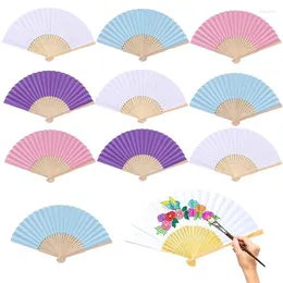 Dekorative Figuren Hand gehaltene Fan Papier Kinder DIY Zeichnung Fans Holz Bambus Antike Blanker Ornamente Party Hochzeitsdekoration