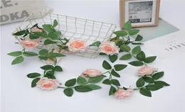 23m 1ps Fiore di rosa artificiale finta appesa rose decorative piante di vite foglie artificiali fiori di ghirlanda muro di matrimonio decorazione8305574