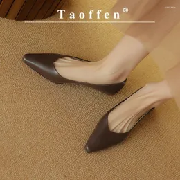 Повседневная обувь Taoffen Прибытие женская квартира настоящая кожаная кожа.