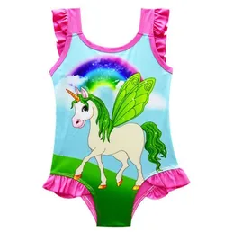 2018 6 Design Ins Unicorn Swimwear One Piece Bowknot Swimsuit Bikini Big Kids Summer Cartoon Kacil Swim Suits Beachwear3426092