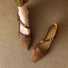 Damenflats spitzte Zehen Mary Jane Schuhe für Frauen elegante Kleidungsschuhe Schräggurt Damen Schuhe 240522