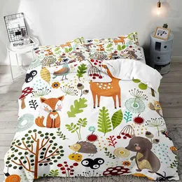 Bedding conjuntos de camas de edredão de animais da floresta capa em tamanho grande meninas meninas garotos de cama de camas de floresta de animais de formação de edição de edição 2 sham h240521 d72n