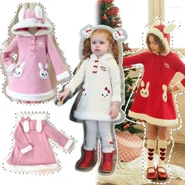 Dziewczyna sukienki dziecięce świąteczne ubranie Japońska księżniczka wiatrowa kreskówka stereo uszy oraz aksamitne spódnica z długim rękawem
