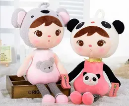 Puppen 49cm Metoo Doll Plüsch niedlich süß und niedlich füllender Kinderspielzeug Mädchen Geburtstag und Weihnachtsgeschenk süßes Mädchen Jibao Babypuppe Panda S2452202 S2452203