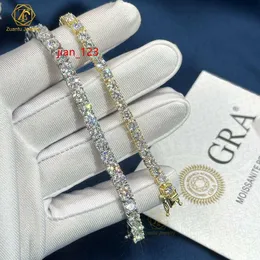 Hiphop smycken GRA-certifikat S925 3mm 4mm 5mm 6,5 mm VVS D Color Diamond Moissanite Tennis Chain Necklace