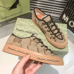 Designerskie kobiety swobodne buty w Włoszech Niski z 1977 r. List wysokiej topy wysokiej jakości GGIIIES Sneaker Beige Ebony Canvas Tennis Shoe Luksusowe wykończenia tkaniny 35-45 NOWOŚĆ