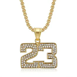 Hip Hop ECED Basketball Nummer 23 Pendnat Männliche goldene Farbe 14K Gold Halskette für Männer Frauen Sportschmuck Geschenk