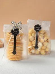 Present Wrap 30pcs Scrub Bag med svart klistermärke Polka Dot Strip OPP -väskor för dekoration Party Holiday Wedding Cookie