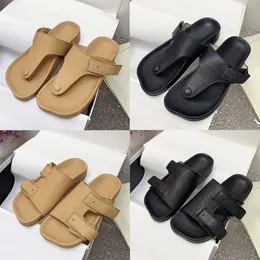 Facilitar o dedo do pé post sandália em slides de designer de pele de cabra Sandálias de couro Flip Flop Summer Comfort Beach Slipper com caixa 570