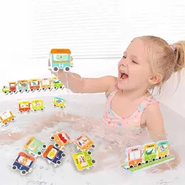 Badespielzeug Cartoon Eva Foam Aufkleber Badezimmer Spielzeug Alphabet Zug geformtes Badezimmer Spielzeug Baby Badezimmer Spielzeug Wasser Aktivität Spiel D240522