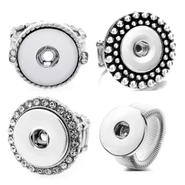 Elastic ajustável Crystal Metal 18mm Snap Button Ring Intercambiew Charm Party DIY Snaps Jóias