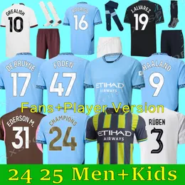 Soccer Jerseys HAALAND 24 25 DE BRUYNE PHILLIPS MANS CITIES GREALISH FERRAN MAHREZ FODEN BERNARDO JOAO CANCELO RODRIGO Football Shirt Men Kids Kit Sets Uniforms DOKU