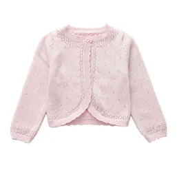 Manga longa Crianças Cardigan suéter rosa 100% algodão casaco 1 2 3 4 6 8 10 11 anos Crianças de crianças 175023 L2405