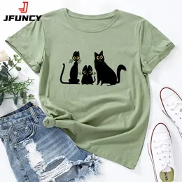 Женские футболки Jfuncy Black Cat Графическая футбола
