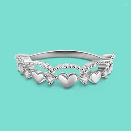 Clusterringe Mode einfache einzigartige 925 Sterling Silber Ring Herz Form 6-8# US-Größe Schmuck für Frauen Engagement Jubiläum Geschenke Anneaux