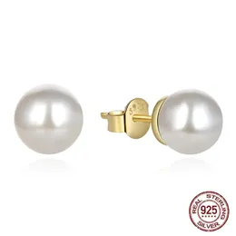 Poulisa 8MM Pearl Stud Earrigs for Women 925 Sterling Silver S925 Studs Earring Hypoallergenic Screw Back Ear rings Jewelry 240522