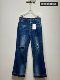 CE Brand Jeans de alta qualidade, jeans lavados de angústia clássicos, jeans finos de arco de arco triunfal cortado, calças compridas da moda e versátil, frete grátis