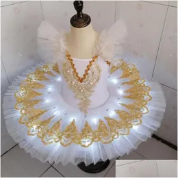 Tanzkleidung weiße professionelle Ballett Tutu LED LACK N LAKE GIRLS BALLERINA KEISE KINDER KINDER Party Kostüme Drop Lieferung Baby Mutter Dh1fe