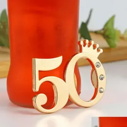 PERSPETTO PARTENZA 50 ° 60 ° 40 ° anniversario di matrimonio all'ingrosso Presente Oro Crown Crown Digital 50 apriscata in Gift Home -Savor Dha7Q