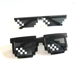 Sunglasses Funny Thug Life Pixel Original Costumes Woman Male Vintage Black Mosaic Cool Glasses