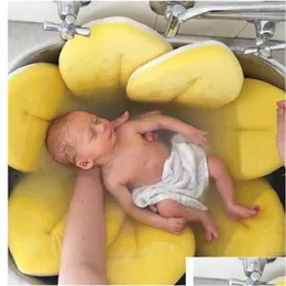 Bathing Tubs Seats 0-3Years Play Pillow Mat Newborn Baby Flowering Sink Bath Tub Folding Blooming Sunflower Bathroom Seat Cushion Drop Otgoo