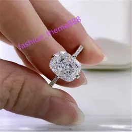 Cushion Cut 3ct Moissanite Diamond Ring 100% Real Sterling Sier Party Wedding Band Rings for Women Engagement Jewelry