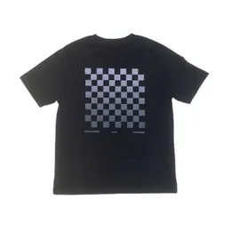 Skum mousserande pulver specialhantverk ny lös checkerboard hög greve ren bomullsherr och kvinnor samma stil par t-shirt