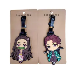 Anime Demon Slayer BagGage Tag Travel Travel Portable Bagum Boarding Etichetta Gel Silica ID addres Holder Tag 240511