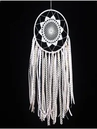 Weiß handgefertigter Makrame -Traumfänger Wandhänger Home Car Decor Ornament Hoop Feather Dreamcatcher Hanging Craft Decorative1513461