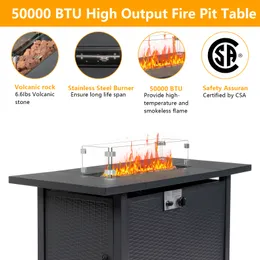 ZK20 43-Zoll-Feuer Tabelle 50000 Btu Gaskamin mit Vulkansteinschwarz