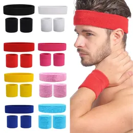 2Pcs Sport Wristbands 1Pcs Headband Towel Sweatband Set For Yoga Basketball Tennis Fitness Run Head Band Wrist Brace Protector 240522